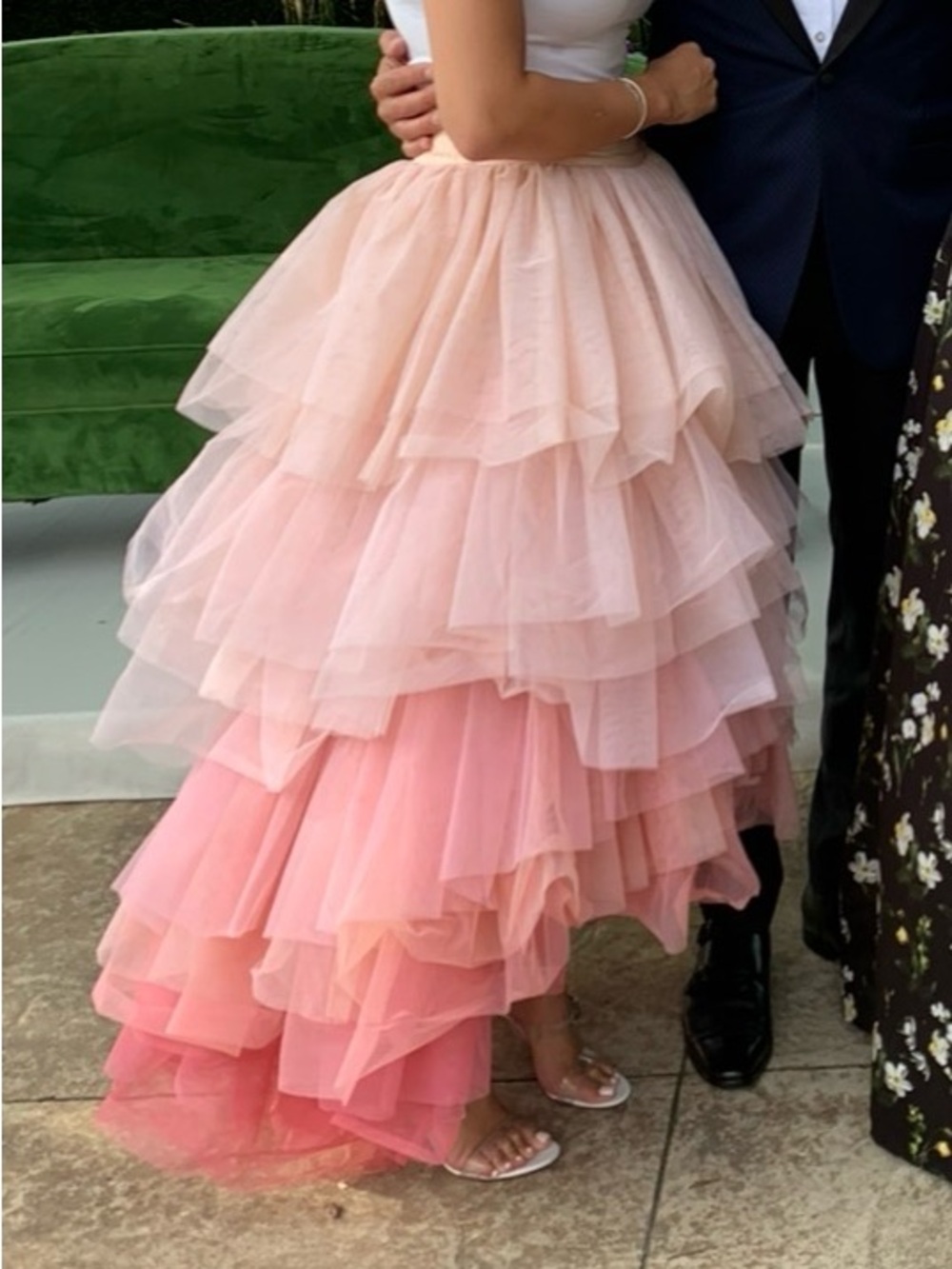 Loveshack Fancy Layered Tulle Maxi Skirt in Pink Ombré. High low - Picture 2 of 3